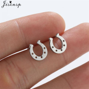 Minimalist U Shaped Geometric Earrings for Women Girls Lucky Horseshoe Stud Earing Stainless Steel Jewelry Mothers Day Gifts