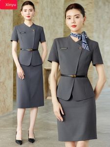 XINYU | Professional Front Desk Uniform Skirt Suit for Summer
