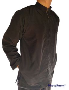 baju muslim modern putih polos resleting full sampe bawah