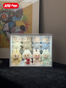 Labubu พักตากแดดแบบจับจีบในกล่องโชว์ของเล่นพลาสติกแบบจับจีบสำหรับเก็บของแบบแขวนสำหรับงานปาร์ตี้