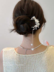 Elegant U-Shaped Hairpin with Artificial Pearl Tassel for Women Traditional Chinese Style Hair Accessories for Bun Hairstyling And Cheongsam Dress
