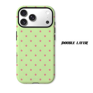 Green Pink Star Phone Case for iPhone 18 17 16 15 14 13 12 11 Air Pro Max Plus Double-layer Cover