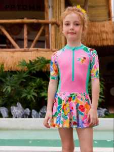 PPTOWN | Sun-Resistant Chlorine-Resistant Girls One-Piece Swimsuit