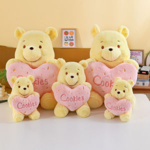 YF Winnie The Pooh Plushie Holding Heart Cookie Stuffed Doll Soft Toy Home Sofa Decor Gift FY