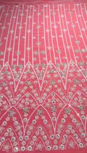 Luxury French Tulle Fabric Beaded Lace Embroidery 2026 Wedding Bridal Party African Bridal Gown Fabric for Special Occasions