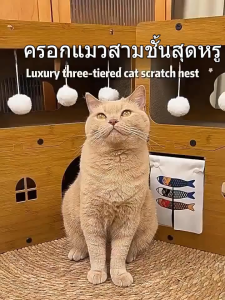 Hipipet ที่ลับเล็บแมว ที่ฝนเล็บแมว ขนาด ใหญ่ บ้านแมวกระดาษ บ้านแมว ที่นอนแมว คอนโดแมว บ้านลับเล็บแมว กล่องแมว แมว ของเล่นแมว Cat house รองรับแมวได้ 3-4 ตัว