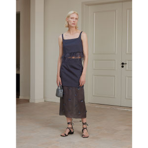 Handmade Silk Floral Tassel Vest Light Featherweight Satin Chiffon Half Skirt Womens Summer Fashion Elegant Embroidered Blouse