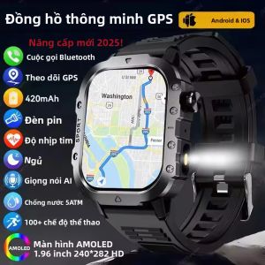 Đồng Hồ Thông Minh Mới 2025 Dành Cho Nam Và Nữ Theo Dõi GPS Ngoài Trời Quân Sự Thể Thao Đo Nhịp Tim Theo Dõi Giấc Ngủ Chống Nước Dùng Được Cho IOS Và Android