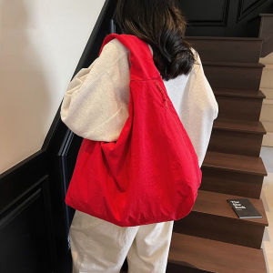 Women Simple Shoulder Bag Multi-Pocket Commuting Tote Bag Large Capacity Nylon Underarm Bag Versatile Shopping Handbag Tote