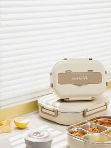 2000ML 5 Compartment Stainless Steel Water Injection Insulation Leak Proof Airtight Lids Bento Lunch Food Container Set