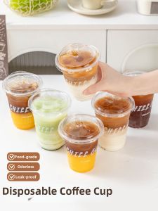 MEIDI | Printed Disposable Coffee Cup Food-Grade Plastic Durable with Lid