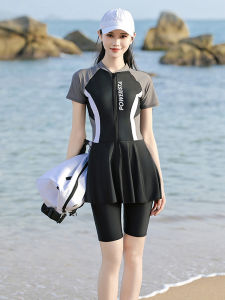 ชุดว่ายน้ำผู้หญิง ชุดว่ายน้ำกระโปรง ซิป อบตากลางแจ้ง แห้งเร็ว ทรงเข้ารูป คลุมหน้าท้อง ไซส์ใหญ่ ชุดกีฬา ชุดว่ายน้ำ