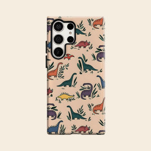 colorful dinosaur beige Luxury Fashion Full Lens Protective Case for Samsung Galaxy S26 S25 S24 A56 A36 Plus Ultra