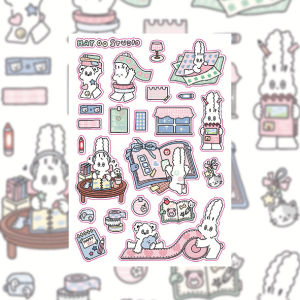 Hàn Quốc Dễ Thương Kawaii Hoạt Hình Thỏ Bộ Hình Dán Cho Nhật Ký Người Lập Kế Hoạch Scrapbooking Tạp Chí Cắt Dán DIY Trang Trí Giấy Thủ Công