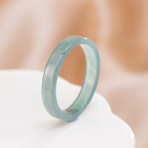 TIMESWIND Simple Natural Jade Light Green Round Square Ring for Men and Women with Certificate