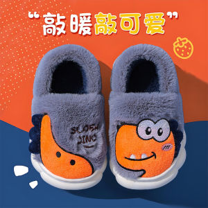 Childrens Cotton Slippers with Fur Indoor Shoes for Girls Babies Toddler Kids Parent-Child Flat Heel Autumn Winter Shoes