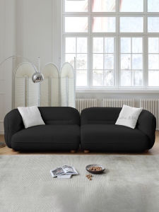 Cream Style Straight Row Living Room Scandinavian Small Apartment Modern Minimalist French Log Bounce Ball Teddy Flannel Art Sofa