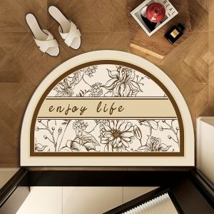 Thảm Cửa Hình Bán Nguyệt Cao Cấp VIKAMA Chất Liệu PVC Thấm Hút Thảm Trải Sàn Phòng Tắm Thảm Chào Mừng Cho Phòng Ngủ Ngoài Trời Phong Cách Cổ Điển