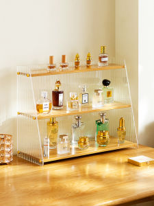 Desktop Storage Box Cabinet Tea Set Display Kitchen Utensils Cosmetic Cup Organizer Bamboo European Style Detachable Home Furniture