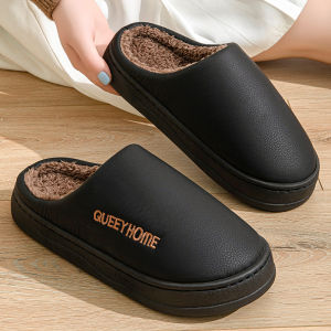 Waterproof mens slippers winter 2024 new outdoor indoor home anti-slip thick sole couples cotton mens winter