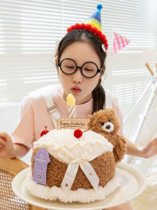 Bear Plush Toy Birthday Candle Pillow Teddy Bear Gift for Bé Gáifriend Cute Elephant Rabbit Soft Stuffed Doll Comfort Toy