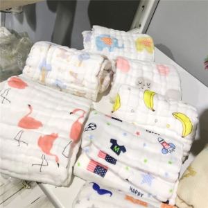 Baby Cartoon Six Layer Bubble Cloth Childrens Towels 4 Pack Square Towels 5 Pack Absorbent Cotton Towels for Infants And Kids