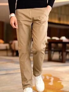 Mens Slim-Fit Straight-Leg Pants - formal Business Casual 100% cotton Fabric Machine Washable