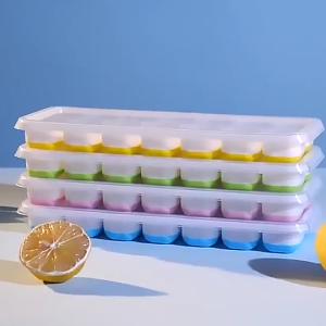 14 Holes Silicone Ice Cube Maker Tray Baby Food Puree Mold Container with Lid