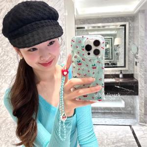 Semi-Transparent Green Full Screen Cherry Bracelet for Vivoy200i Phone Case Y53s Protective Case Y100i Womens Y77 All-Inclusive Y30/Y76s Laser Y78 Feather Pattern Y33t Soft Case Y51s