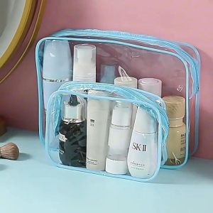 𝗝𝘀 𝗛𝗼𝘁𝗣𝗮𝗱 Transparent PVC Travel Toiletry Bag Waterproof Vinyl Organizer Clear Makeup Bag Cosmetic