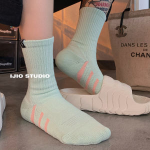 IJIO Sport Mid-Calf Socks Breathable Sweat Absorbent Shock Resistant Anti-Slip Fitness Running Women Socks Four Seasons