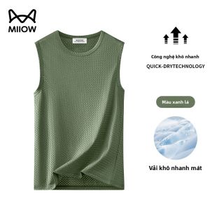 Áo thun nam MiiOW làm bằng vải lụa băng cổ chữ V thoáng khí nhanh khô