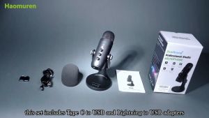 Haomuren ไมค์ตั้งโต๊ะมืออาชีพ USBไมค์อัดเสียง เหมาะสำหรับ For PC Computer Singing Gaming Streaming Podcasting K66