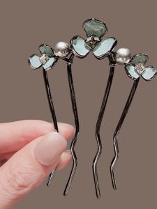 Hair Comb Hair Comb Updo Hairpin Bangs Comb Bun Handy Gadget Flower Hairpin Rhinestone Pearl Ladies Hair Pin Head Female