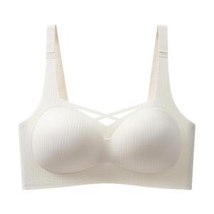 MiiOW | Wireless Seamless Womens Bra Soft Support Fixed Cup Thin Style Gathered Anti-Sagging Auxiliary Breast Collection Comfortable Underwear