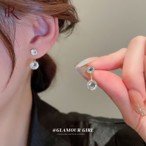 Frascati New Korean Shiny Zircon Round Stud Earrings for Women Versatile Fashion Simple Party Earrings Jewelry Gift