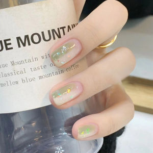 Summer Suitable Wearable Nails Ice Transparent Bright Pure Desire Butterfly Love Heart Shaped Glowing White Beautiful Nail Art
