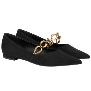 Charles & Keith | Fashionable Pointed Toe Metal Chain Ballet Flat