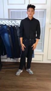 ORI FIFTYONE DENIM Celana panjang pria skiny hitam Naomi pensil strech melar model Casual slim fit