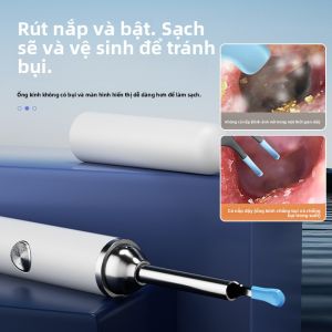 MONLEYTA | Bàn chải nghe siêu nét có thể xem được Thiết bị kiểm tra tai chuyên nghiệp Lá chắn chống bụi cho tai Bàn chải nghe có đèn