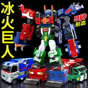 Ice Fire Giant Car God Burning Beast Storm Transforming Robot Toy New Model Kaba Robot Toy with Moving Joints Static Model
