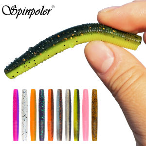 Spinpoler Fat Worm Senko Finesse TPR Ned Worm Rig Soft Fishing Lures 2.75" Stickbait Swim Bait 14pcs With Box Swimbait Bass Pike