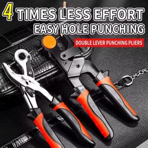 Leather Hole Punch Pliers Tools Multifunctional StainlessSteel Belt Hole Punching Tool Heavy Duty Eyelet Puncher Crafts Tool