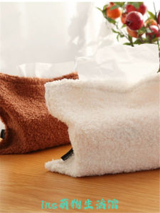 Scandinavian Teddy Plush Minimalist Loop Velvet For Home Living Room Tissue Bag Dining Table Top Tissue Cover Paper Extraction Box Tissue Box