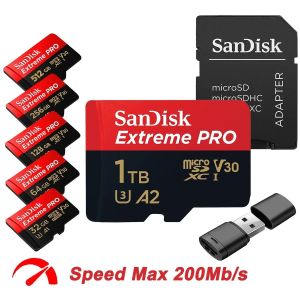 SanDisk Micro SD Card Extreme PRO 128GB 512GB 256GB 1TB 2TB Micro SD Flash Memory Card U3 4K V30 Microsd TF SD Cards