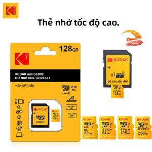 Thẻ Nhớ KODAK Micro SD 256GB Tốc Độ Cao 100MB/s C10 U3 TF Card Tương Thích Với Đầu Đọc Thẻ USB Cho Điện Thoại Di Động Máy Tính Bảng Máy Tính Xách Tay Máy Ảnh