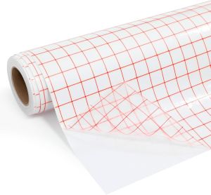 Vinyl Transfer Tape Roll 12"x 5m/10m/15m with Alignment Grid High Tack Transfer Paper for HTV Decals Stickers & DIY Crafts