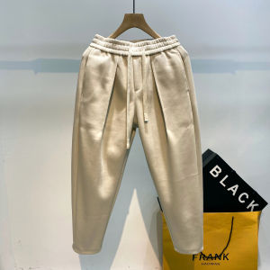 กางเกงวอร์มสปอร์ตทรงหลวมสำหรับผู้ชาย ฤดูหนาว 2023 กางเกงขายาวทรงฮาราจูกุสีพื้น กางเกงขายาวทรงหลวมสำหรับผู้ชาย