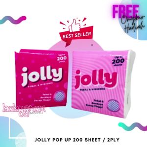 Tissue Jolly Pop Up 200 Sheets 2ply Tisu Kuliner Kecil Isi 10 pcs