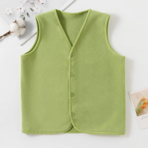 เสื้อกั๊กบุขนกำมะหยี่สองด้านกันหนาวสำหรับเด็กเสื้อคาร์ดิแกนไร้โครงใส่ด้านในและด้านนอกใส่ช่วงฤดูใบไม้ผลิและฤดูหนาวสำหรับเด็กหญิงและเด็กชายเสื้อกั๊กบุขนกำมะหยี่